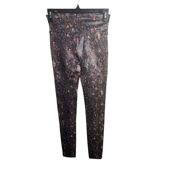 Spanx Faux Leather Snake Shine Leggings in Mocha Snake Small - Picture 6 of 13